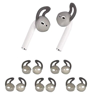 OneCut 5 Pairs Silicone Ear Tips Compatible for AirPods 12Silicone Soft AntiSlip Sport Earbud Tips AntiDrop Ear Hook Gel Headphones Earphones Protective Accessories Tips Gray