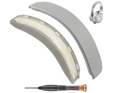 SOPROM Headband Kit Replacement for Bose QC35 QuietComfort 35 II QC35 ii Headphones Headstrap Pad with Protein Leather and Memory Foam Easy DIY InstallationSilver