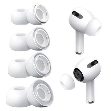 Vsagier 4 Pairs Replacement Ear Tips Compatible with AirPods Pro 1st2nd Gen Soft Silicone Buds Include Noise Reduction Hole Builtin Dust Guard Screen XSSML Size Options White