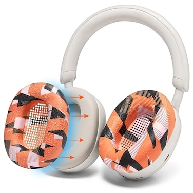 WC SweatZ XM5 Patented Earpad Sweat Covers for Sony WH1000XM5 by Wicked Cushions Full 360 Earpad Protection Sweatproof Easily Washable Orange Prism