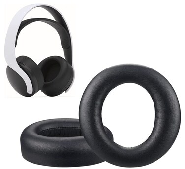 Zotech Replacement Leather Earpads Cushions for Sony PlayStation 5 Pulse 3D PS5 Wireless Headphones Black
