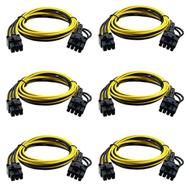 Amangny PCIE 6 Pin Male to 862 Pin Male PCIe Adapter Power Cable PCI Express Extension Cable 24 Inches62cm