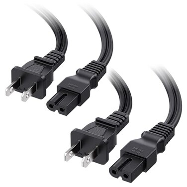 Cable Matters 2Pack 2 Prong Vizio TV Power Cord Replacement 6ft NEMA 115P to IEC C7 Polarized AC Power Cord for PS2 TV and More