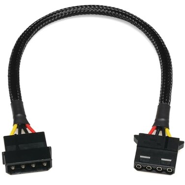 CRJ Electronics CRJ 4Pin Peripheral Molex Extension Cable 12inch 30cm Black Sleeved Extend 4Pin Peripheral Molex Power for Computer ATX Power Supplies