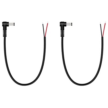 Fancasee DC Power Pigtail Cable 2Pack 55mm x 21mm 90 Degree Right Angle DC Barrel Male Plug Jack Connector to Bare Wire Power Supply Adapter Repair Cord for CCTV Surveillance Security Camera LED Strip