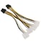 E-outstanding Eoutstanding 2PCS 20cm Dual Molex 4Pin Male to 8Pin Male PCI Express Power Converter Cable for Video Card Pcie ATX PSU Power Supply