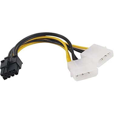 GGZZ 8 Pin PCI Express to Dual 4 Pin Molex Graphics Card Power Cable 2 x Molex 4 Pin to 8Pin PCI Express Video Card Pcie ATX PSU Power Converter Cable 1Pack18CM