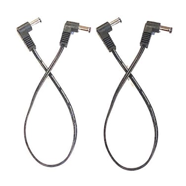 Keen Eye 2 Pack 1 ft Right Angle DC Power 55mm x 21mm Male Male Flat Cable for Musical Instrument Pedals