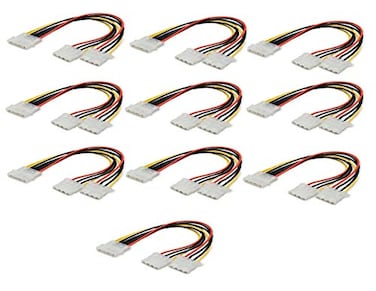 Lheng 4 Pin ATX Molex Power Supply Extension Cable Male to Female Port Power Cable IDE Power Splitter Connector 1 to 2 Power Lines 10Pcs