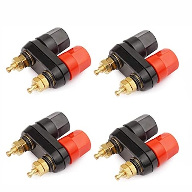 Clyxgs 4Pcs Terminal Binding Post Power Amplifier Dual Copper 2Way Banana Plug Jack Post for Speaker Amplifier TerminalPure Copper Plating