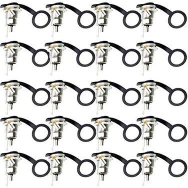 Lsgoodcare 20Pcs 55 x 21 MM 10A 30V DC Power Jack Socket DC099 Threaded Female Mount Connector Adapter with Dustproof Plug