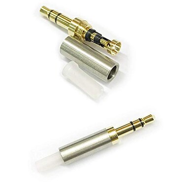 ABLET 3PCS 35mm 3 Pole Connector with Sliver Stainless Steel Metal Case for Headphone Repair Gold Plating Aux Replacement Jack Plug for Soldering Stereo Audio Cable of Headset