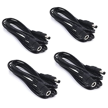 HUALAND 4pcspack2m656ft Black 55mm x 25mm DC Plug Extension Cable DC Extension Cable Cord with Male to Female Connectors Power 12V Barrel Male Plug Connector