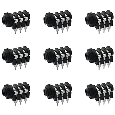 ZCZQC 6Pin Female Headphone Socket 10PCS PCB Panel Mount 6 Pin 14inch 635mm Female Socket Stereo Headphone Jacks Connectors