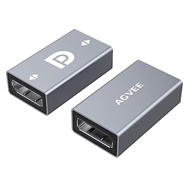 AGVEE 2 Pack Displayport Coupler Adapter Alloy Shell 8K HDR Displayport DP 14 Female to Female Extender Extension Connetor Converter Backward Compatible with 13 12 11 Gray