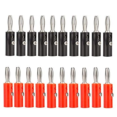 DIYhz Audio Speaker Cable Connector20 Pcs 4mm Audio Speaker Wire Cable Screw Banana Plug Connector BlackRed
