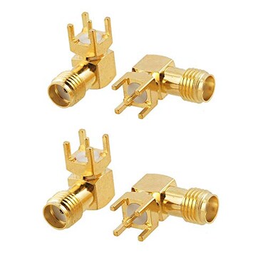 bnafes SMA Female Jack Right Angle Solder PCB Mount RF Connector Adapter 4pcs