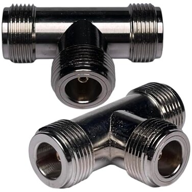 CESS NType Female 3Way Coax T Splitter Adapter Nickel 2 Pack
