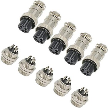 PEN Connector Plugs 16mm 5 Pin Din FemaleMale Aviation Wire Connector Plug GX16 Metal Chassis Connector Socket 5 Sets