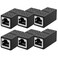 Dingsun RJ45 Coupler Ethernet Extender Female to Female Network Coupler Compatible Cat5 Cat5e Cat6 Cat7 Ethernet Cable Extender Adapter Black 6Pack