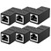 Dingsun RJ45 Coupler Ethernet Extender Female to Female Network Coupler Compatible Cat5 Cat5e Cat6 Cat7 Ethernet Cable Extender Adapter Black 6Pack