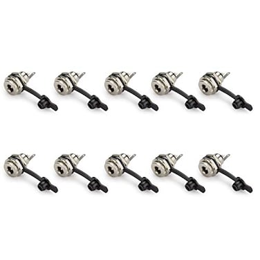 DIYhz 55 x 25mm DC Power Jack Socket Threaded Female Mount Connector Adapter with Dustproof Plug 10Pcs