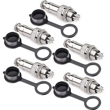 DIYhz GX12 7 Pins Panel Metal Mount Circular Metal Aviation Connector Adapter Male Female Plug Socket with Waterproof Cap 5 Pcs