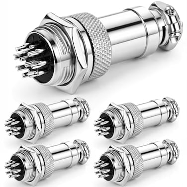 DIYhz GX16 10 Pins Panel Metal Mount Circular Metal Aviation Connector Adapter Male Female Plug Socket 5 Pcs
