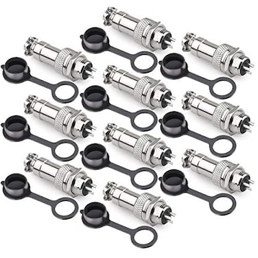 DIYhz GX16 3 Pins Panel Metal Mount Circular Metal Aviation Connector Adapter Male Female Plug Socket with Waterproof Cap 10 Pcs