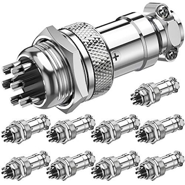 DIYhz GX16 6 Pins Panel Mount Circular Metal Aviation Connector Adapter Male Female Plug Metal Socket 10 Pcs