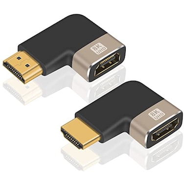 Duttek 8K Right Angle HDMI Male to Female Adapter 2 Pack 90 Degree HDMI Adapter 21 Version Left and Right Angle Support 8K60Hz 4K120Hz for TV HDRLaptop