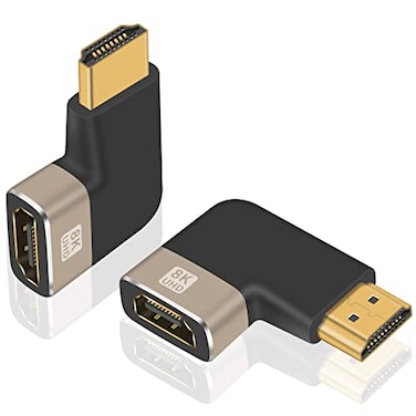 Duttek Right Angle HDMI Adapter Male to Female 21 Version 8K 90 Degree High Speed 48Gbps Support for Audio and Video Transmission TV Roku Fire Stick 2 Pack