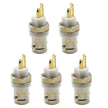 Hxchen BNC Female Jack Bulkhead Solder Panel Mount Insulated Coax Rf Connector 5 Pcs