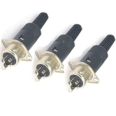 JING jing 4 Pin DIN Male Plug Female Adapter Socket Panel Mount Chassis Audio AV Solder 4 pin din Connector 3 Sets black
