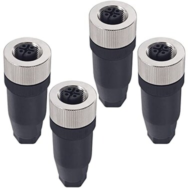 Lonlonty M12 4Pin Female Circular Aviation Connector Plug 12mm Waterproof Circular Aviation Connector Plug Adapter 4 Pack