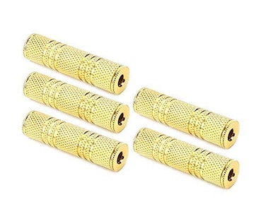 Onwon Gold Plated Coupler 35mm Stereo Jack to 35mm Stereo Jack Metal Adaptor Female to Female Audio Coupler Connectors 5 Pack