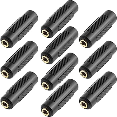 PASOW 35mm to 35mm Stereo Jack Audio Adapter FemaleFemale ConnectorsGold Plated 10 Pack