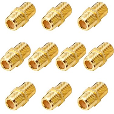 PASOW F Type RG6 Coupler Gold Plated Female to Female Barrel Coaxial Adapter 10 pcs