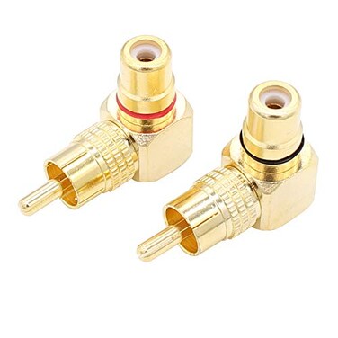 exgoofit RCA Right Angle Adapter GoldPlated 2Pack 90 Degree RCA Adapter Plug Connector