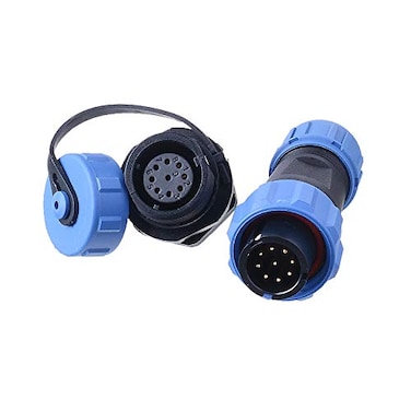 LEIFU SP13 Aviation Connector M13 Male Plug Circular Female Socket 13mm Outdoor Waterproof IP68 Plastic Connectors with Cap Panel Mount Gold Plated 9 Pin for Industrial Device Power Signal