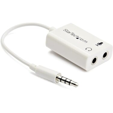 StarTech.com StarTechcom 4 Position Microphone and Headphone Splitter 35 mm 4 Pin 4 Pole Mic and Audio Combo Splitter Cable MUYHSMFFADW White