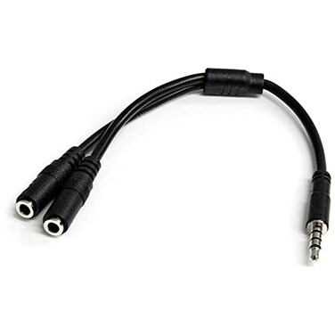 StarTech.com StarTechcom Headset Adapter Microphone and Headphone Splitter 35mm Male Aux to 35mm Female Audio Mic Combo Jack Y Cable for Laptop PC MUYHSMFF Black