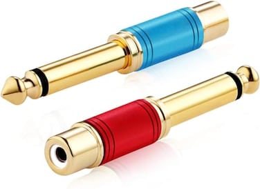 Tisino RCA to 14 Adapter Gold Plated Pure Copper RCA Female to Quarter Inch Jack TS Mono Adapter Audio Connector Multicolor 2 Pack