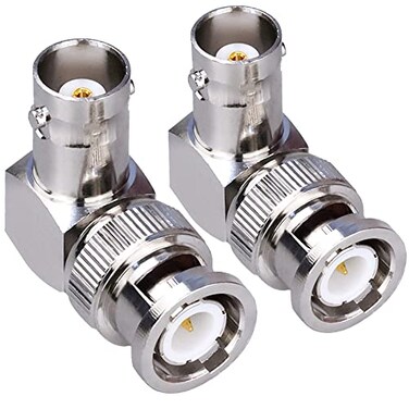 TUOLNK BNC Male to Female Elbow Adapter 90 Degree RF Coax Connector for Security CamerasExtension Cable Connector Right Angle 2pcs