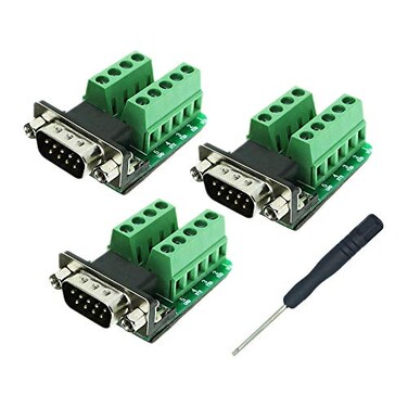 Twinkle Bay TwinkleBay DB9 Male Connector Breakout Board RS232 Serial to DSUB Terminal Block Connector Signal Module 3 Pack