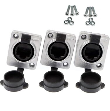 Uonecn RJ45 Waterproof Connector Dust Plug 3 PCS RJ45 Connectors IP65 Mount Ethernet Panel Connector