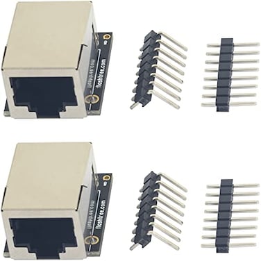 whiteeeen 2pcs RJ45 Breakout Board 8P8C Jack Ethernet Connector with 8Pin 2 Type Pin Headers Straight and Right Angel