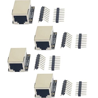 whiteeeen 4pcs RJ45 Breakout Board 8P8C Jack Ethernet Connector with 8Pin 2 Type Pin Headers Straight and Right Angel