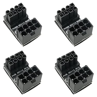 WHYHKJ 4pcs GPU VGA PCIe 8pin Male 180 Degree Angled to 8Pin Female Power Adapter for Desktop Graphics Card 2pcs Standard Type 2pcs Reverse Type Black