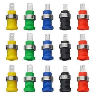WMYCONGCONG 15 PCS 4mm Banana Jack Female Panel Mount Banana Socket Binding Post Adapter for DIY Test Projects or 4mm Banana Jack Socket 5 Colors